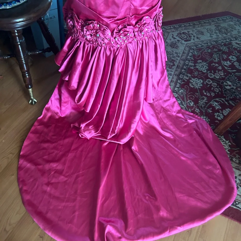 Strapless Sequined Gown Prom Dress w Detachable Train - Picture 13 of 16